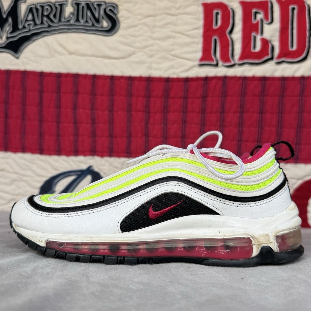 Size 5y - Nike Air Max 97 White Rush‎ Pink Black Volt Green Sneakers CJ9978-100